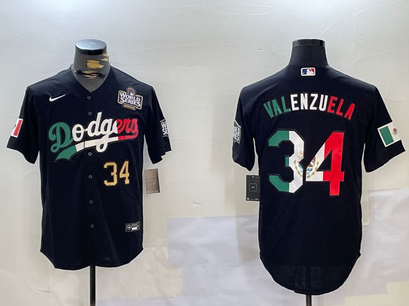 Men Los Angeles Dodgers 34 Valenzuela Black Game 2024 Nike MLB Jersey style 112024